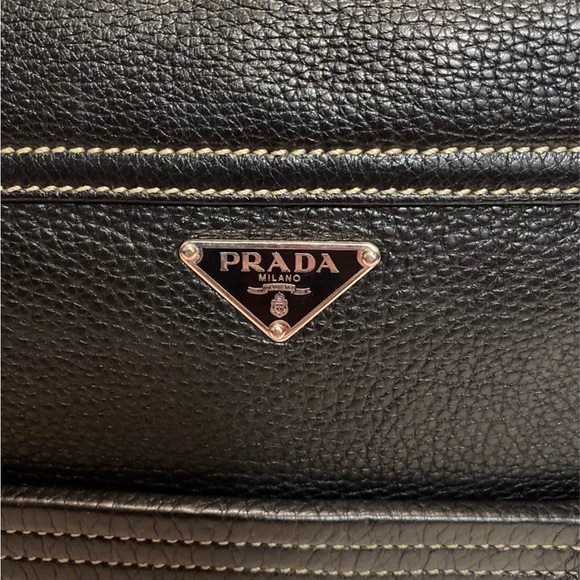 Prada Black Leather Designer Shoulder Bag Authentic - Picture 3 of 12